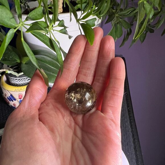 Smoky Quartz Crystal Sphere Marble (#12) IMPERFECT - Picture 2 of 11